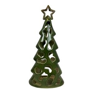 Green Ceramic 14" x 7" Christmas Tree Candle holder